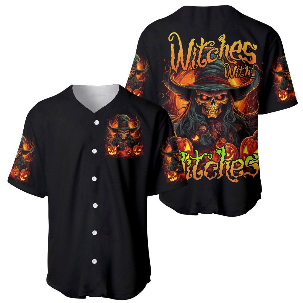Witch Skull Witches With Hitches Baseball Jersey Witch Skull Witches With Hitches Baseball Jersey