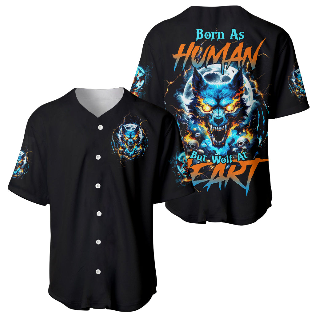 Wolf Skull Born As Human But Wolft Baseball Jersey Wolf Skull Born As Human But Wolft Baseball Jersey