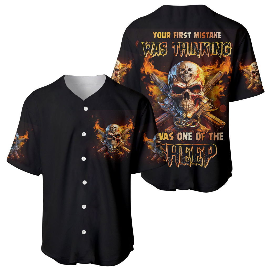 Your First Mistake Fire Skull Baseball Jersey Your First Mistake Fire Skull Baseball Jersey