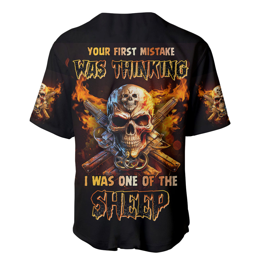 Your First Mistake Fire Skull Baseball Jersey Your First Mistake Fire Skull Baseball Jersey