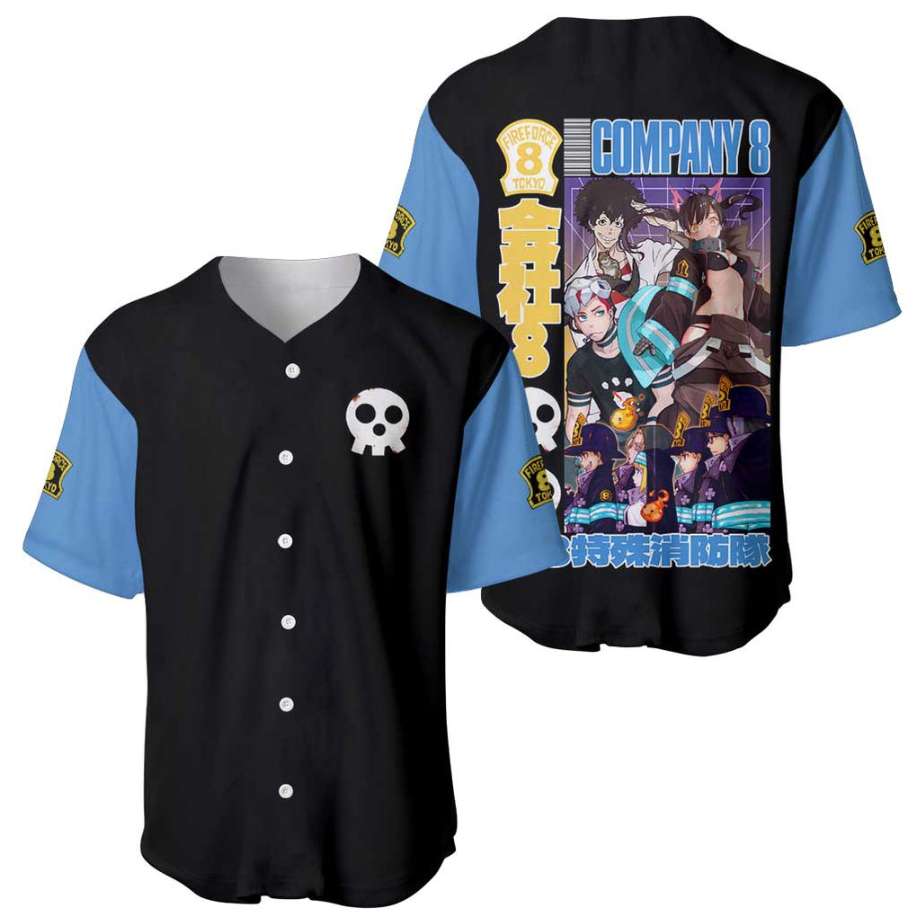 8 Fire Force Anime Style Baseball Jersey 8 Fire Force Anime Style Baseball Jersey