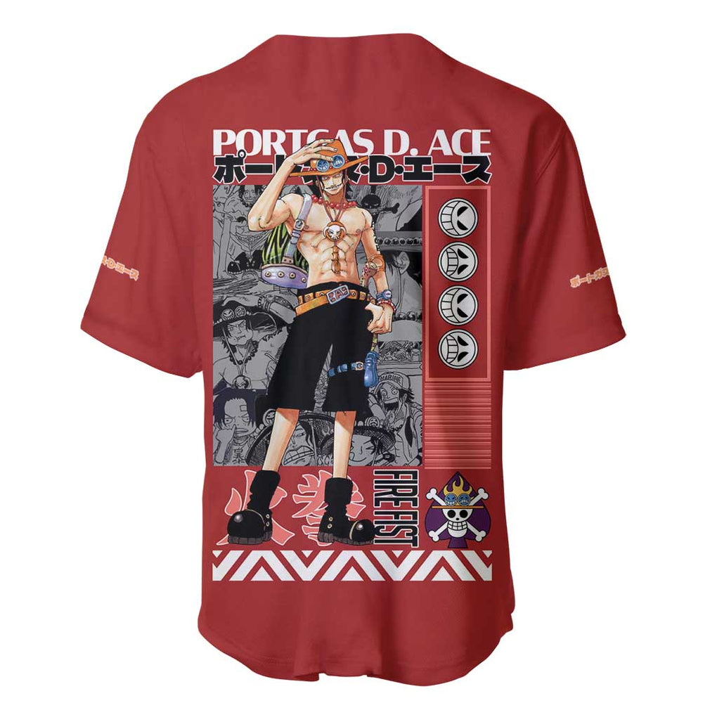 Ace One Piece Anime Style Baseball Jersey Ace One Piece Anime Style Baseball Jersey