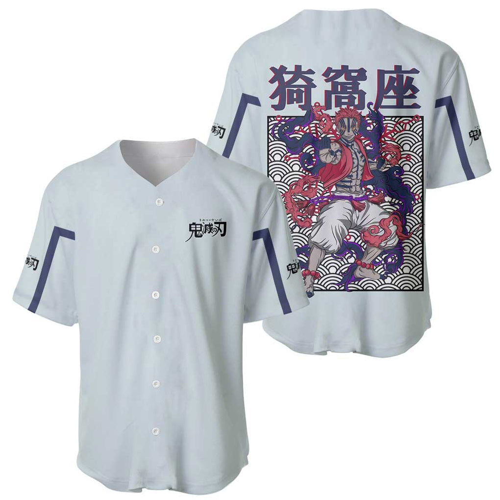 Akaza Demon Slayer Anime Style Baseball Jersey_1 Akaza Demon Slayer Anime Style Baseball Jersey_1