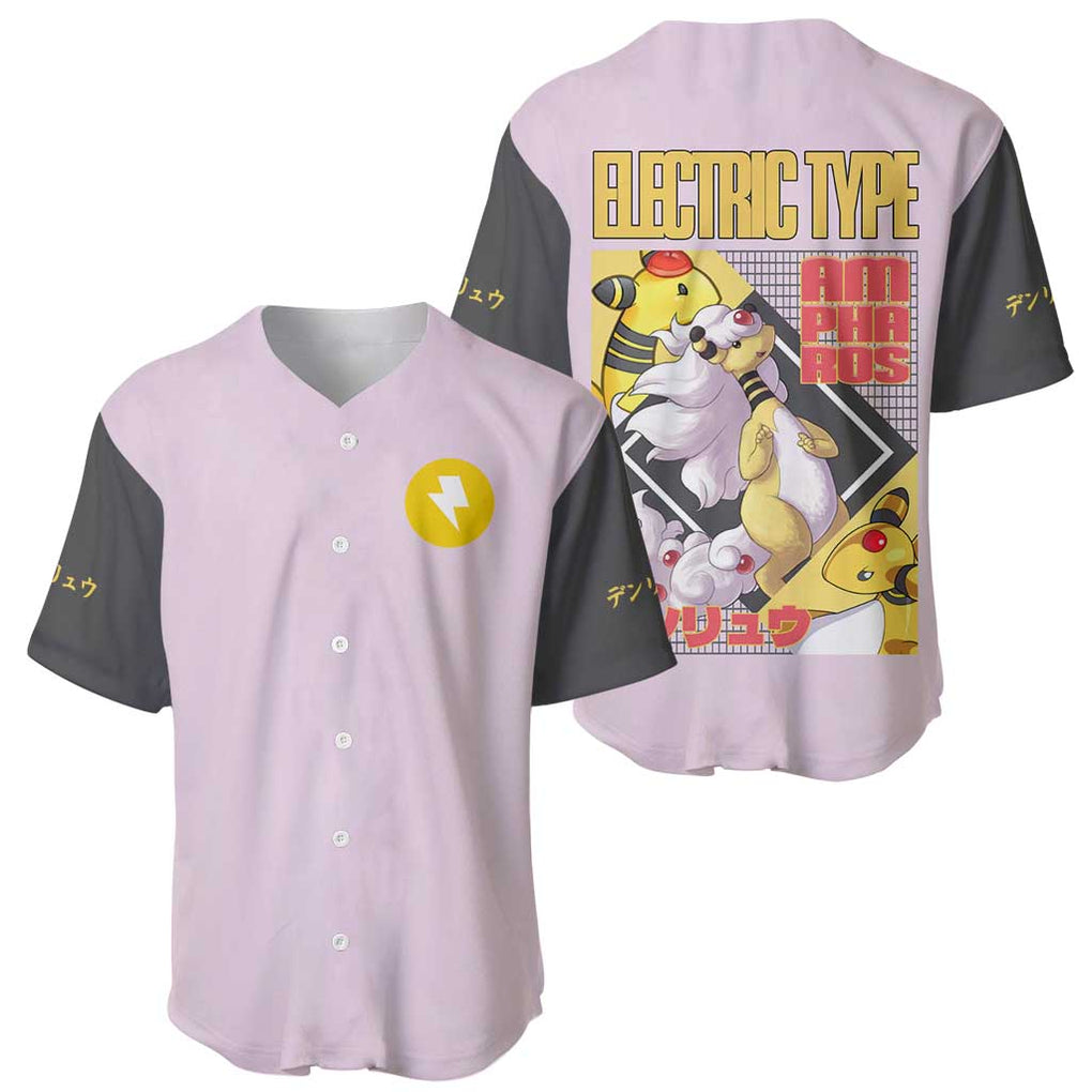Ampharos Poke Anime Style Baseball Jersey Ampharos Poke Anime Style Baseball Jersey