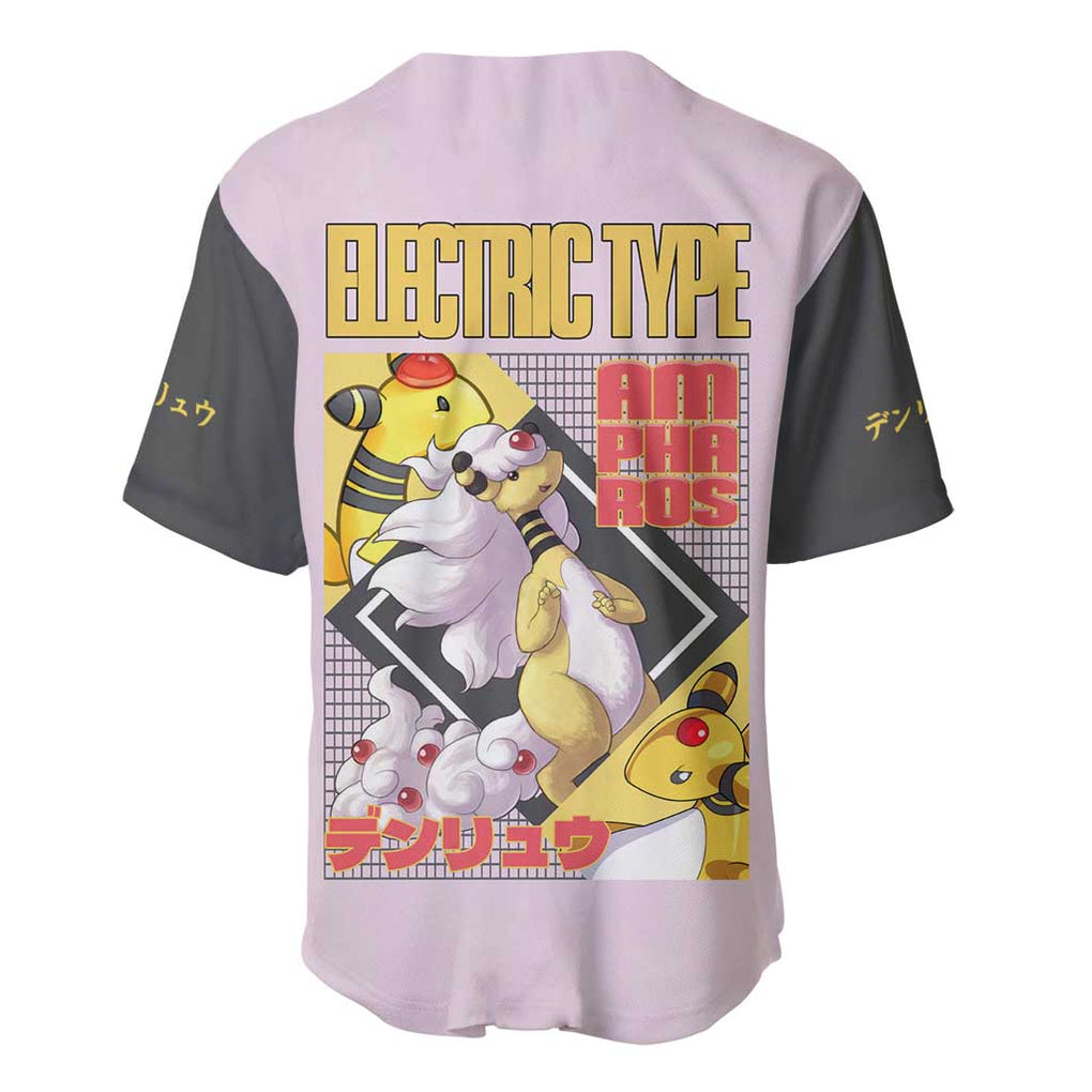 Ampharos Poke Anime Style Baseball Jersey Ampharos Poke Anime Style Baseball Jersey