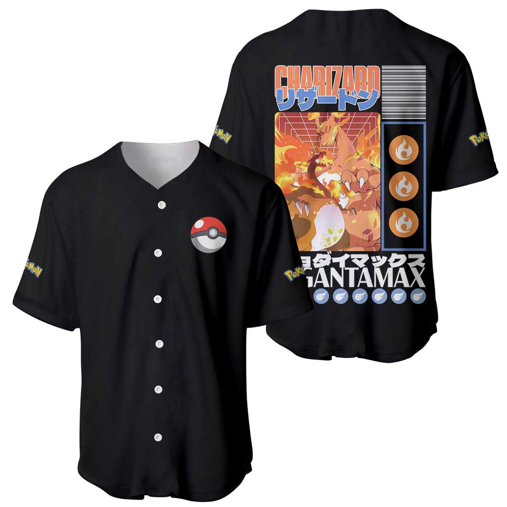 Charizard Poke Anime Style Baseball Jersey_1 Charizard Poke Anime Style Baseball Jersey_1