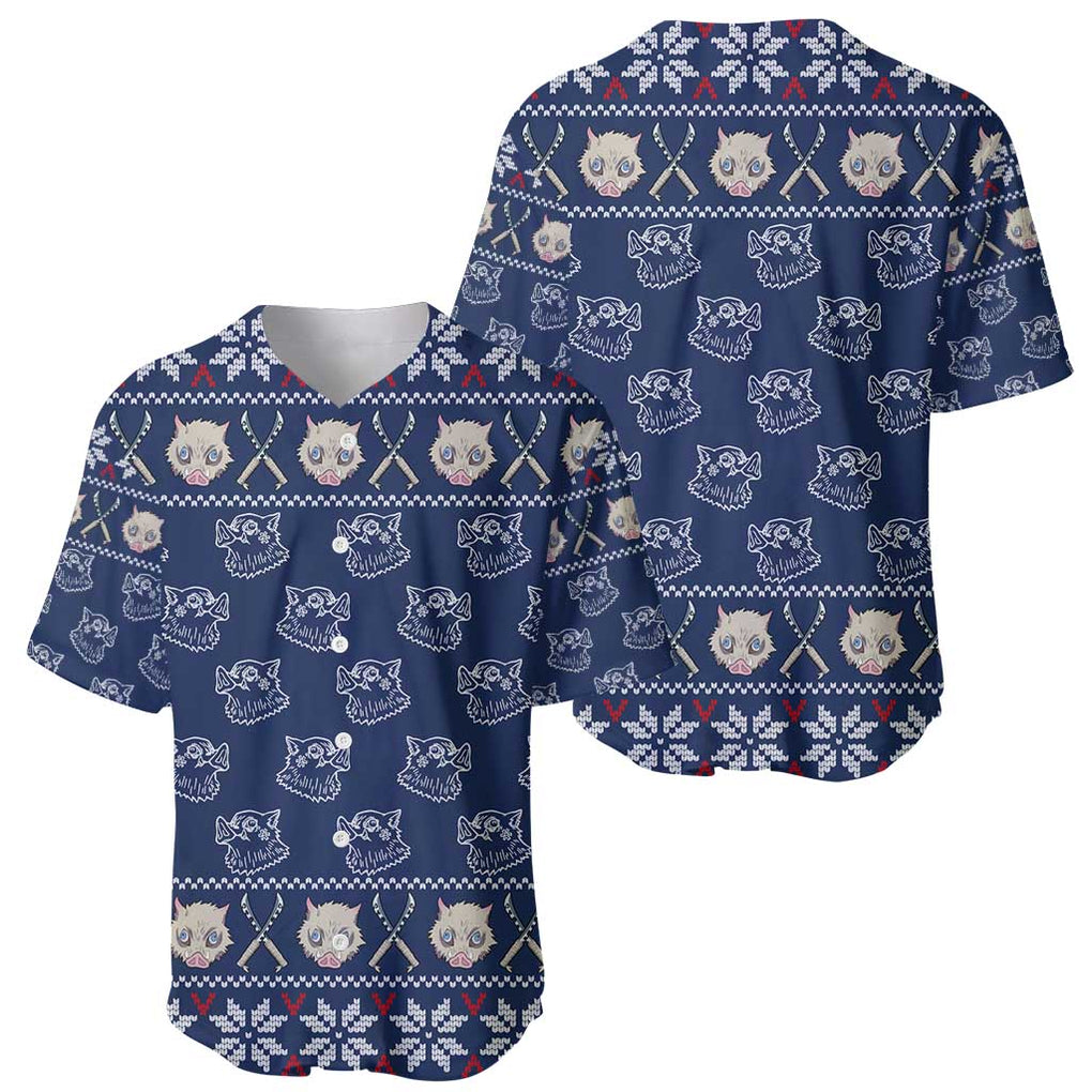 Inosuke Demon Slayer Christmas Style Baseball Jersey Inosuke Demon Slayer Christmas Style Baseball Jersey