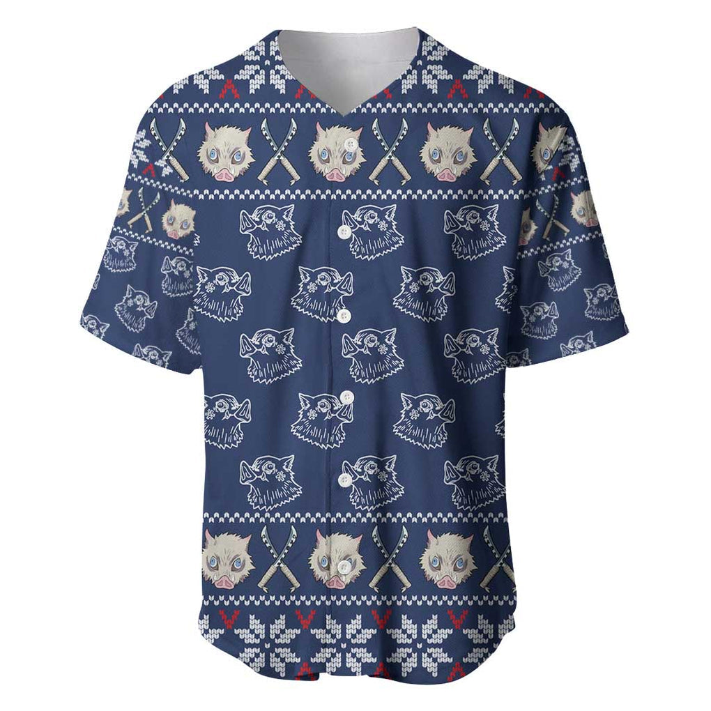 Inosuke Demon Slayer Christmas Style Baseball Jersey Inosuke Demon Slayer Christmas Style Baseball Jersey