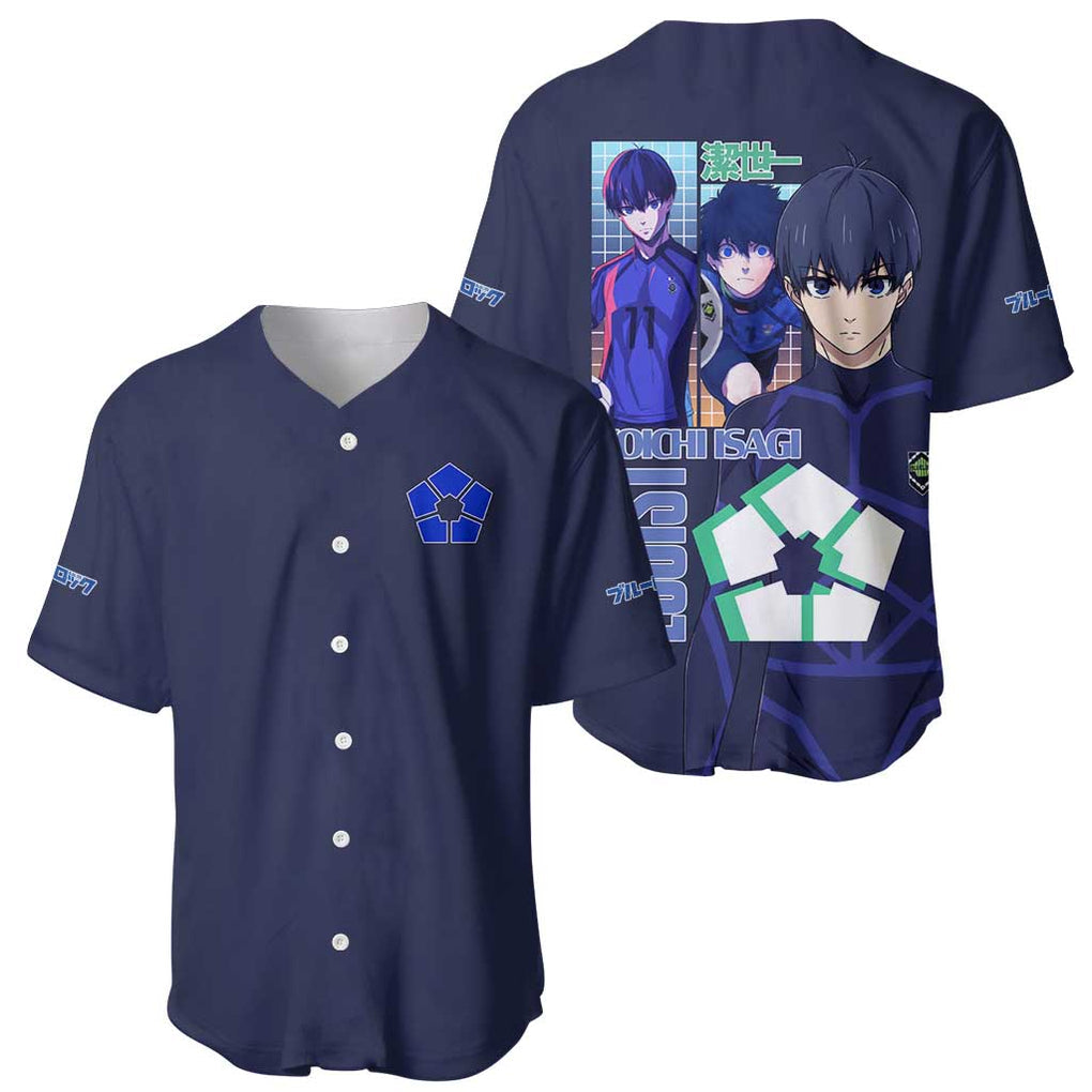 Isagi Yoichi Blue Anime Style Baseball Jersey Isagi Yoichi Blue Anime Style Baseball Jersey