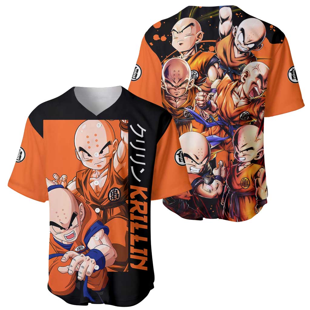 Krillin Dragon Ball Anime Style Baseball Jersey Krillin Dragon Ball Anime Style Baseball Jersey