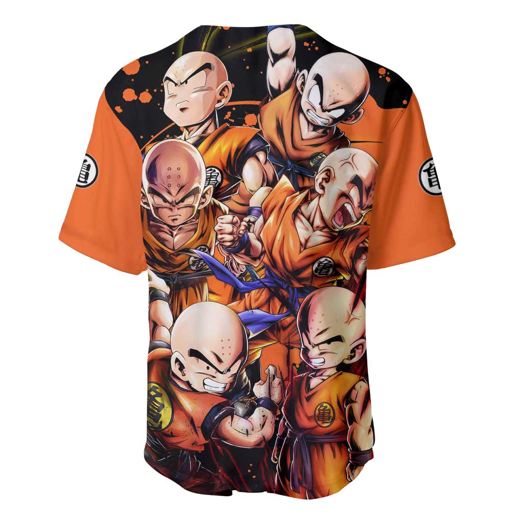 Krillin Dragon Ball Anime Style Baseball Jersey Krillin Dragon Ball Anime Style Baseball Jersey