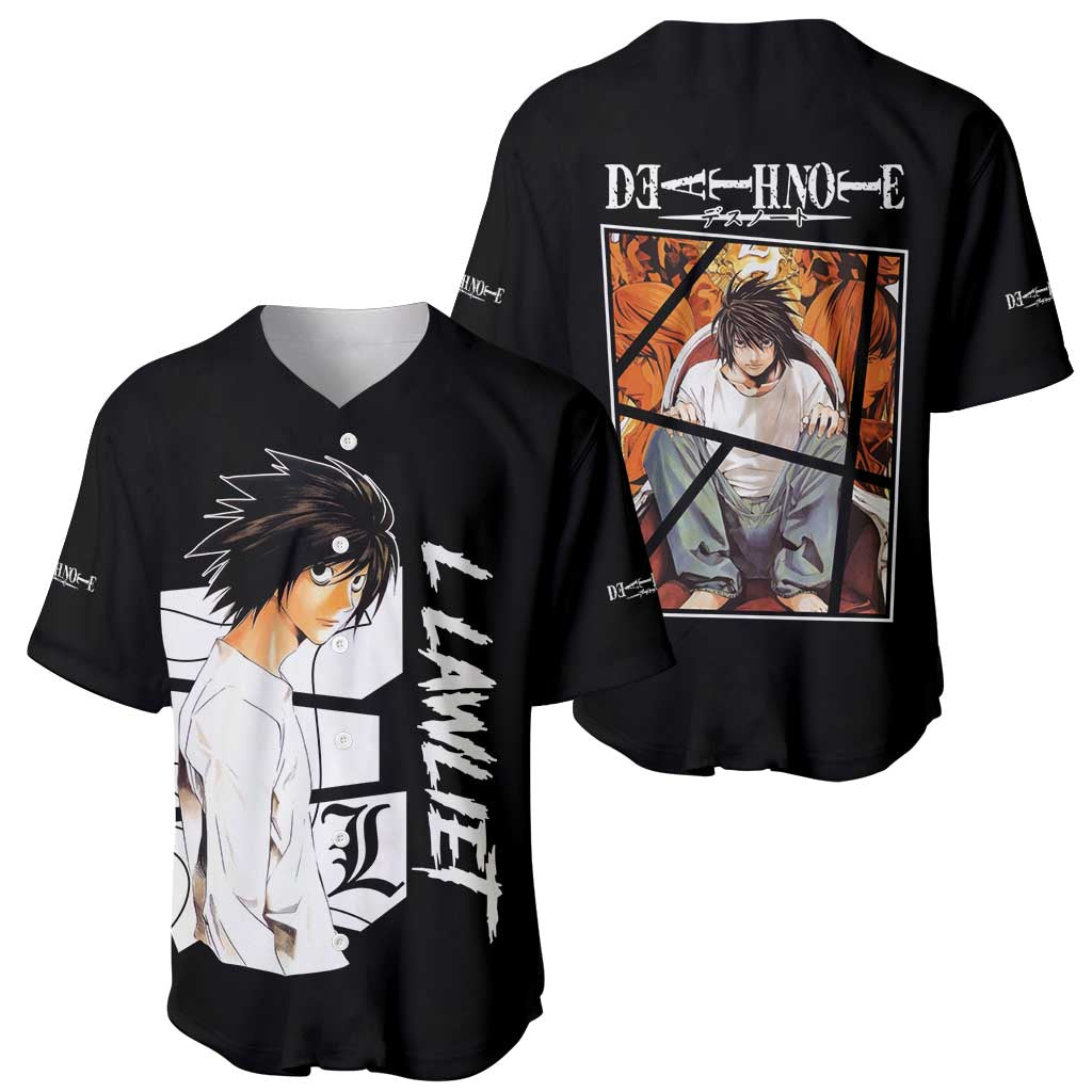 L Lawliet Death Anime Style Baseball Jersey L Lawliet Death Anime Style Baseball Jersey