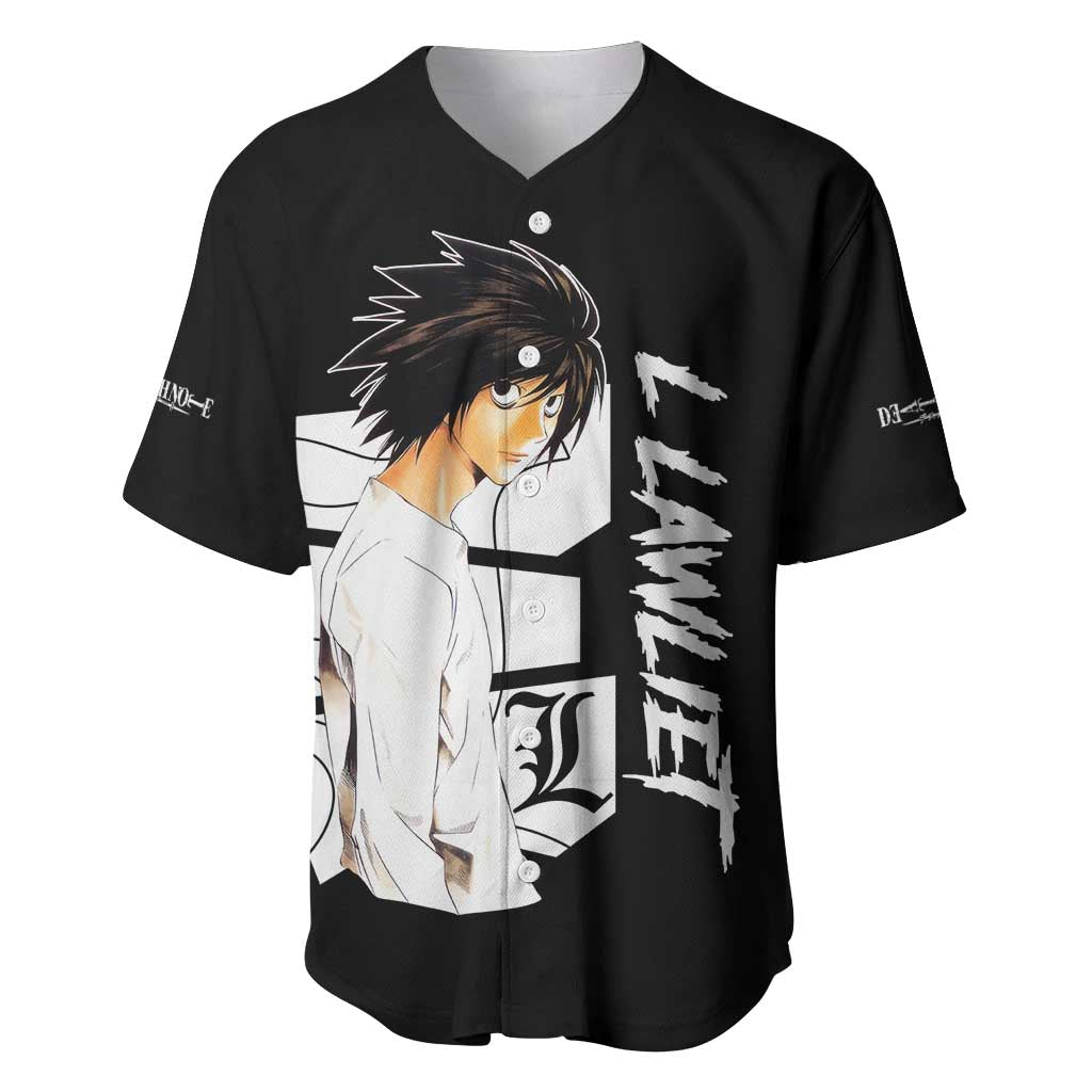 L Lawliet Death Anime Style Baseball Jersey L Lawliet Death Anime Style Baseball Jersey