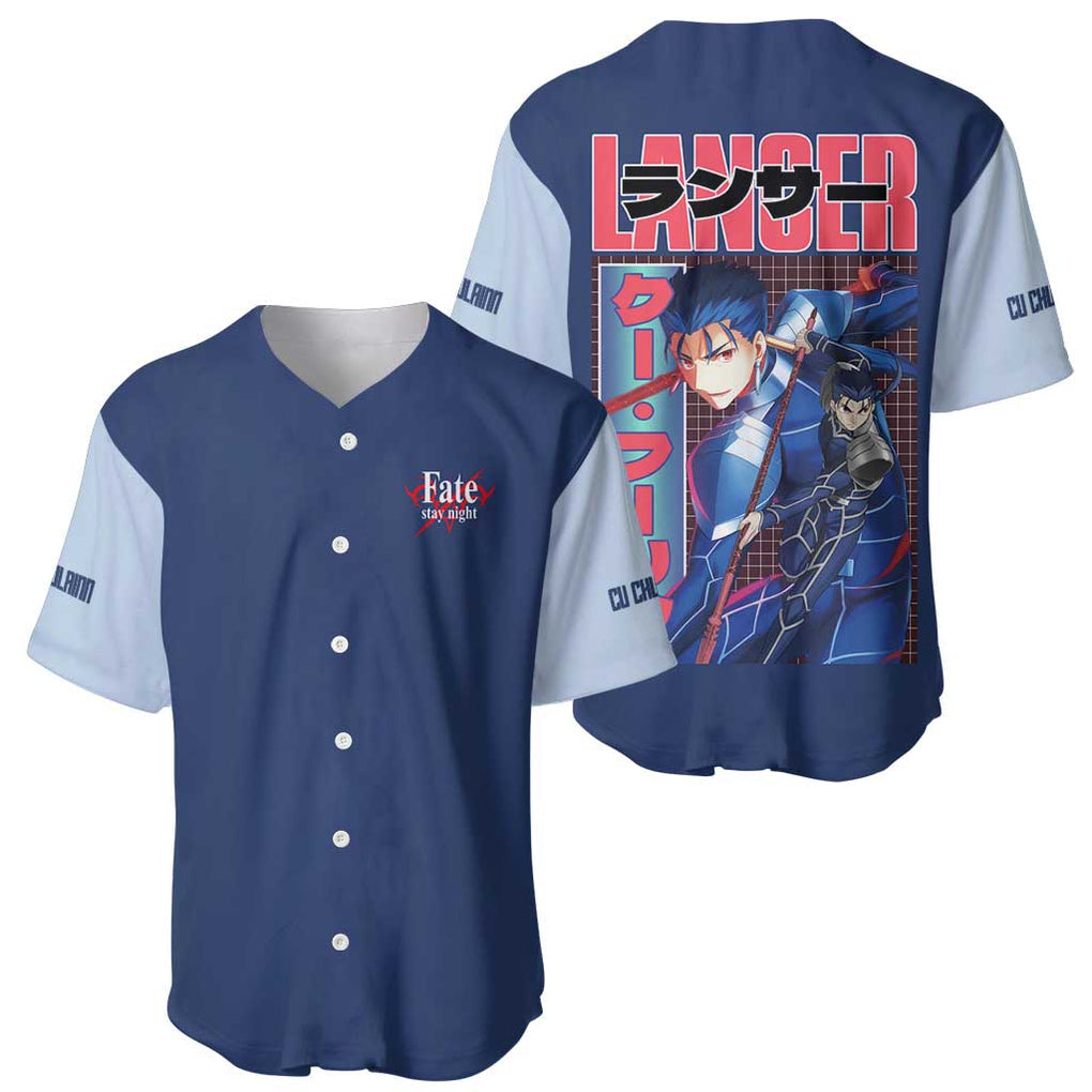 Lancer Fate Stay Anime Style Baseball Jersey Lancer Fate Stay Anime Style Baseball Jersey