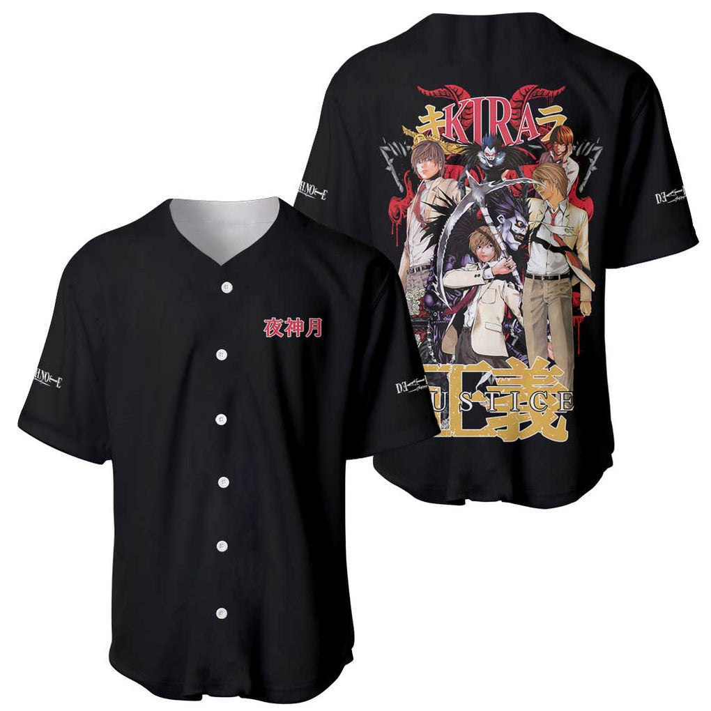 Light Yagami Death Anime Style Baseball Jersey Light Yagami Death Anime Style Baseball Jersey