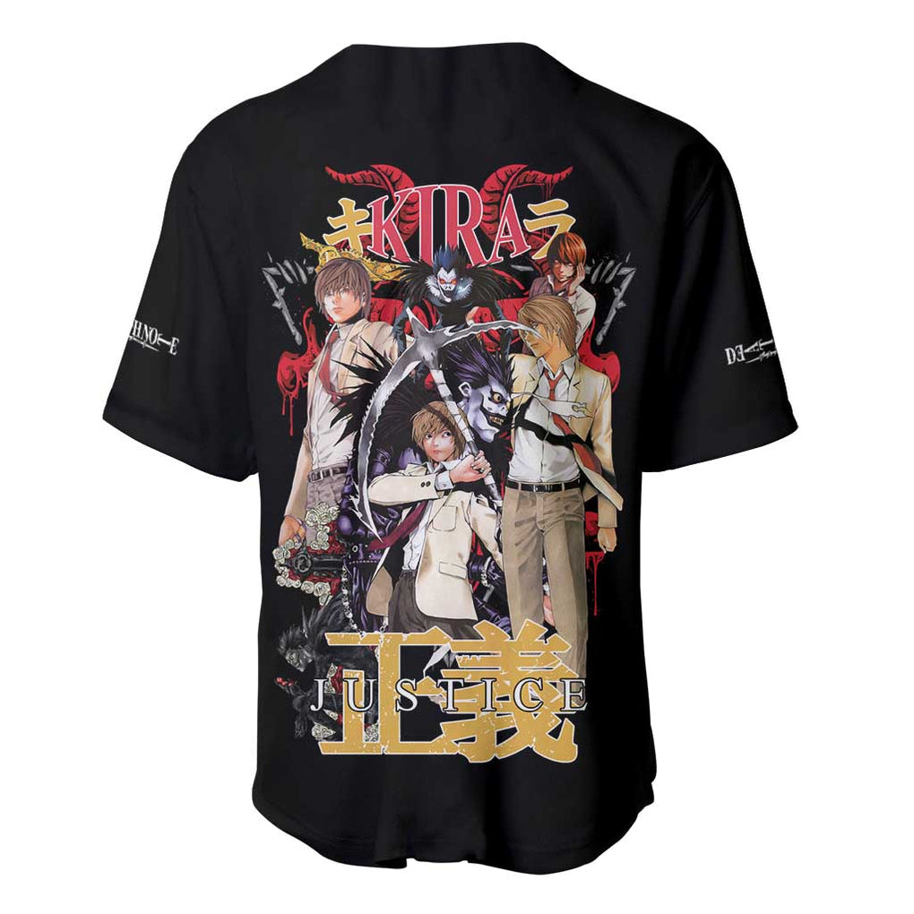 Light Yagami Death Anime Style Baseball Jersey Light Yagami Death Anime Style Baseball Jersey