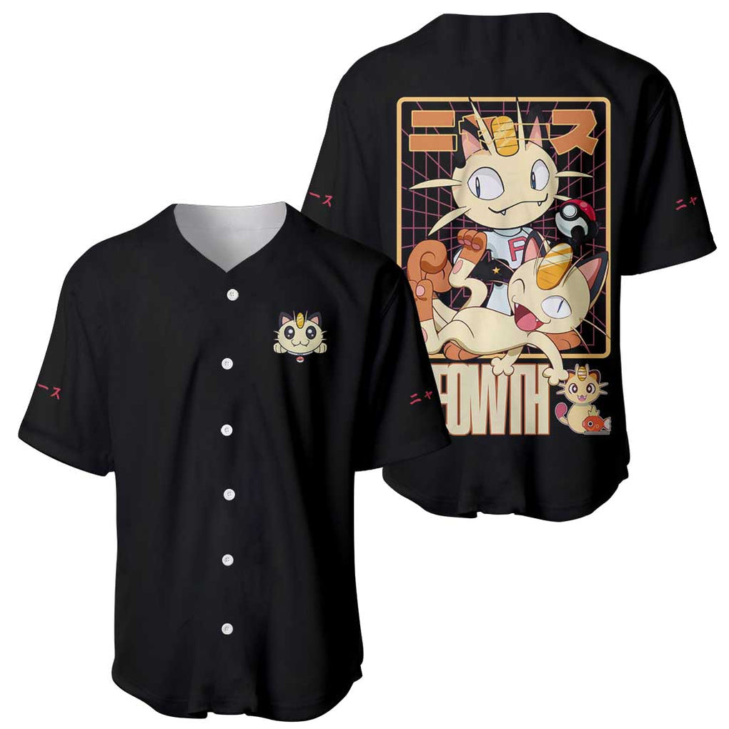 Meowth Poke Anime Style Baseball Jersey Meowth Poke Anime Style Baseball Jersey