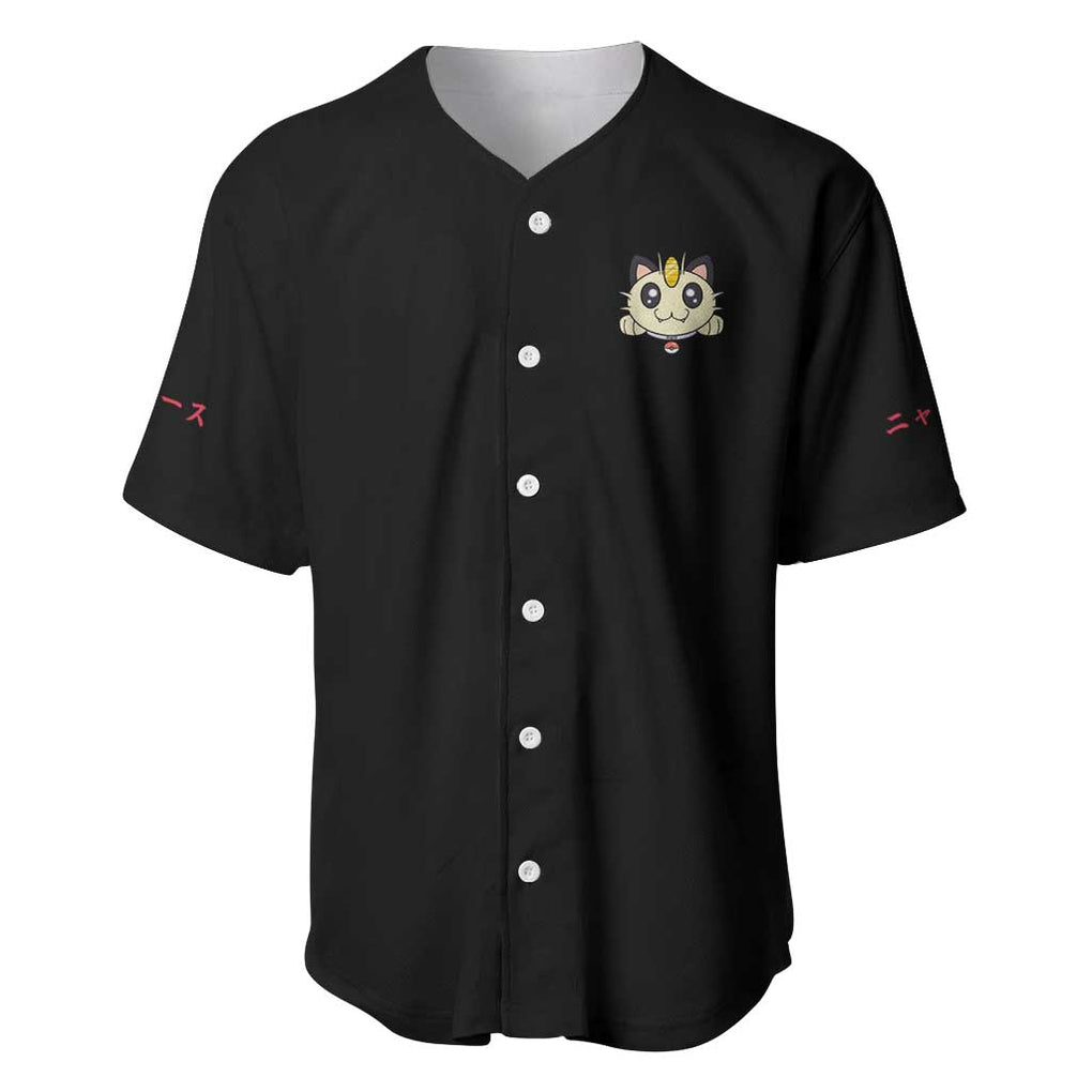 Meowth Poke Anime Style Baseball Jersey Meowth Poke Anime Style Baseball Jersey