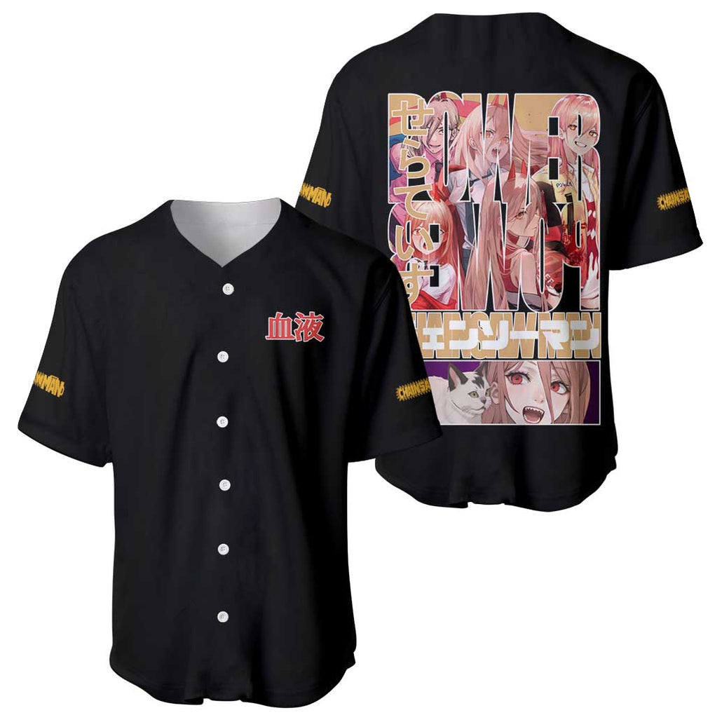Power Chainsaw Man Anime Style Baseball Jersey Power Chainsaw Man Anime Style Baseball Jersey
