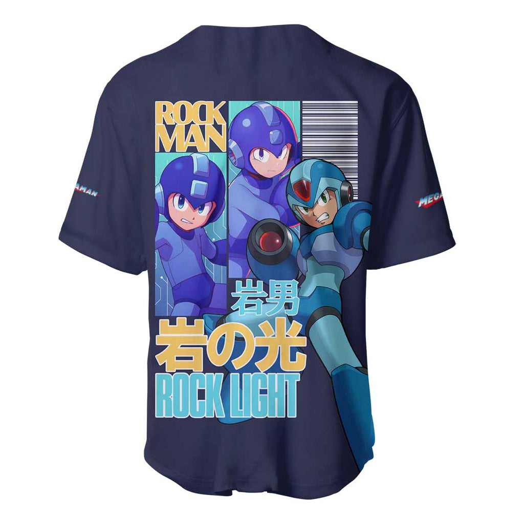 Rock Man Mega Anime Style Baseball Jersey Rock Man Mega Anime Style Baseball Jersey