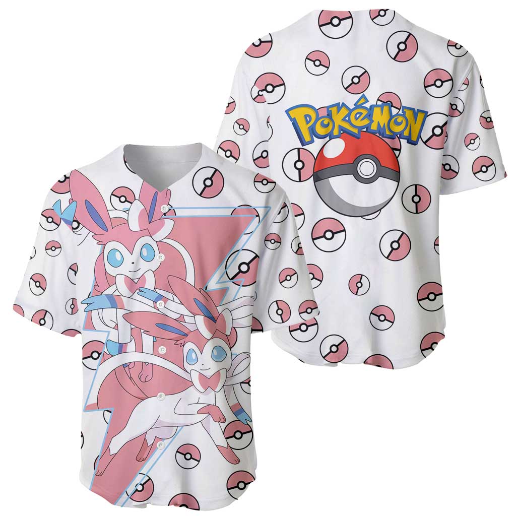 Sylveon Poke Anime Style Baseball Jersey Sylveon Poke Anime Style Baseball Jersey