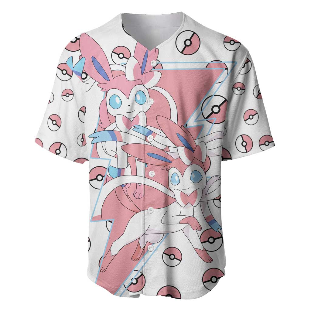 Sylveon Poke Anime Style Baseball Jersey Sylveon Poke Anime Style Baseball Jersey