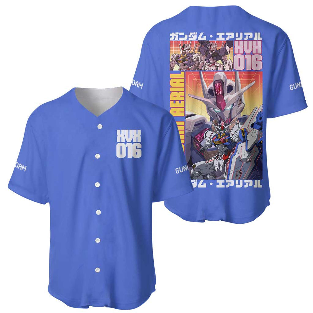 Aerial Gundam Anime Style Baseball Jersey Aerial Gundam Anime Style Baseball Jersey
