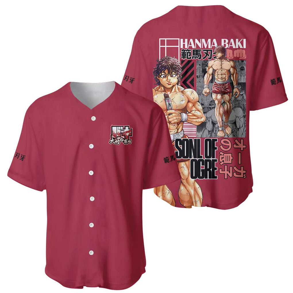Baki Hanma Baki Anime Style Baseball Jersey Baki Hanma Baki Anime Style Baseball Jersey