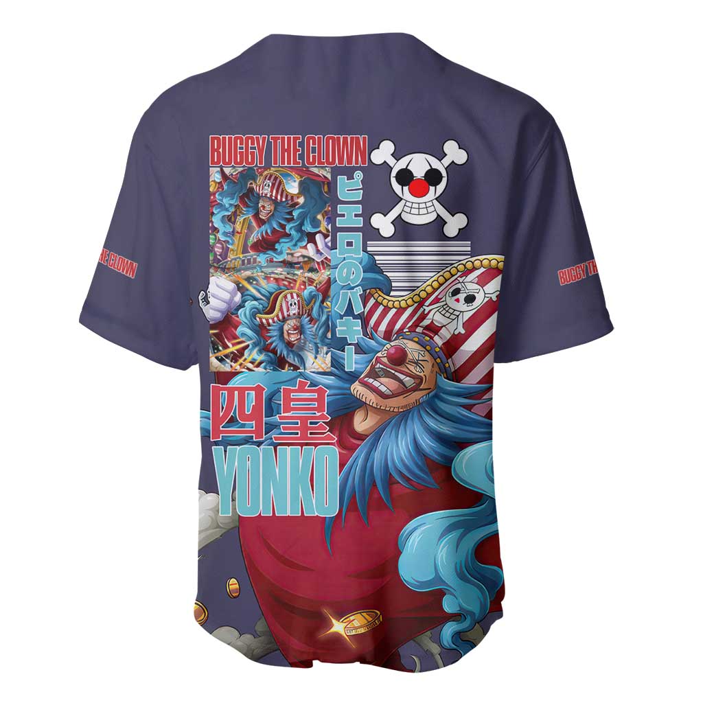 Buggy One Piece Anime Style Baseball Jersey Buggy One Piece Anime Style Baseball Jersey