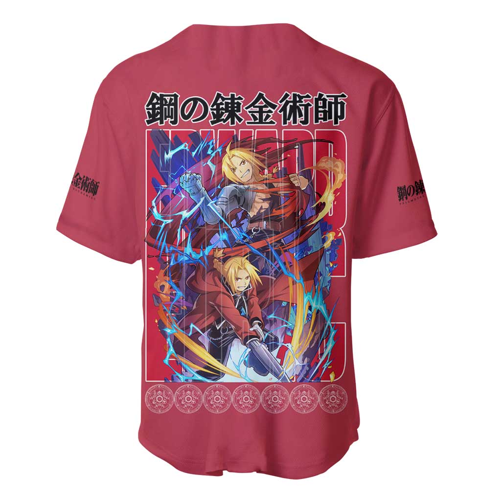 Elric Fullmetal Alchemist Anime Style Baseball Jersey_1 Elric Fullmetal Alchemist Anime Style Baseball Jersey_1