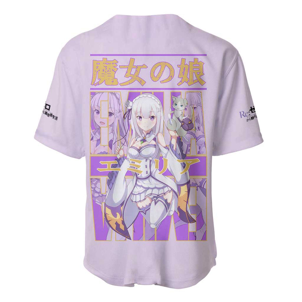 Emilia Re Zero Anime Style Baseball Jersey Emilia Re Zero Anime Style Baseball Jersey