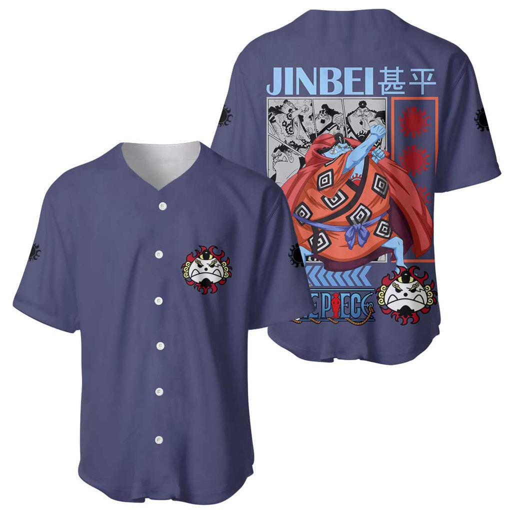 Jinbei One Piece Anime Style Baseball Jersey Jinbei One Piece Anime Style Baseball Jersey