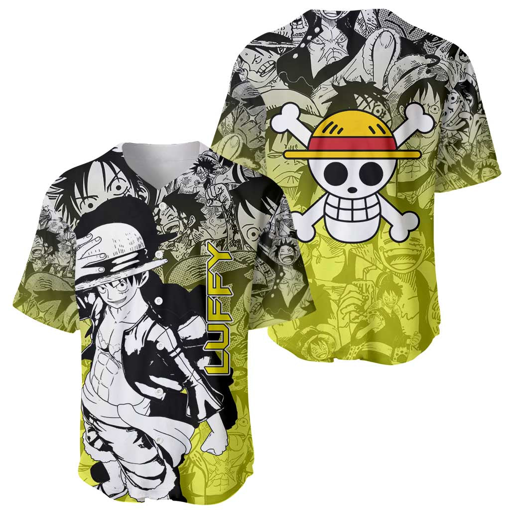 Luffy One Piece Anime Style Baseball Jersey_1 Luffy One Piece Anime Style Baseball Jersey_1