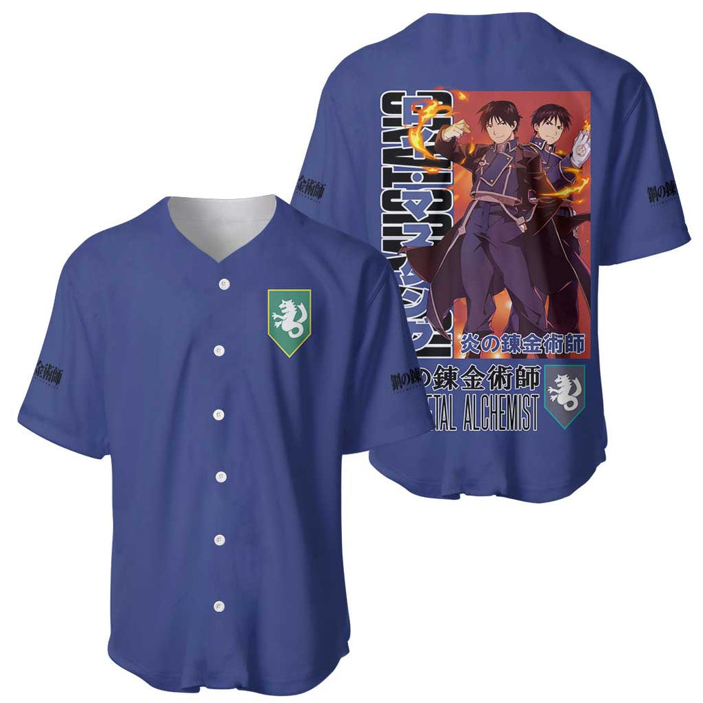 Mustang Fullmetal Alchemist Anime Style Baseball Jersey Mustang Fullmetal Alchemist Anime Style Baseball Jersey