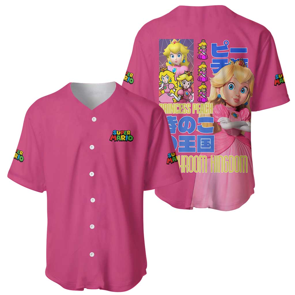Peach Mario Bros Anime Style Baseball Jersey Peach Mario Bros Anime Style Baseball Jersey