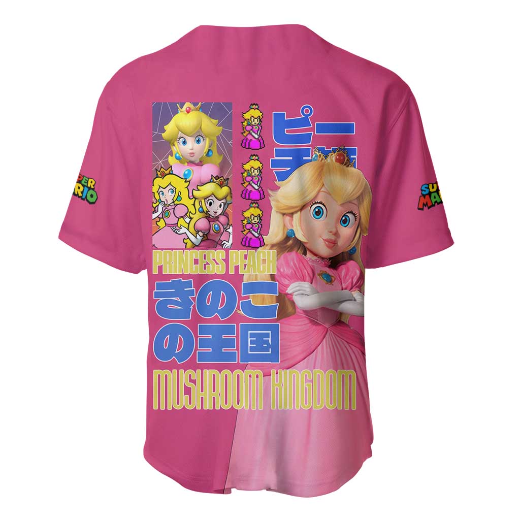 Peach Mario Bros Anime Style Baseball Jersey Peach Mario Bros Anime Style Baseball Jersey