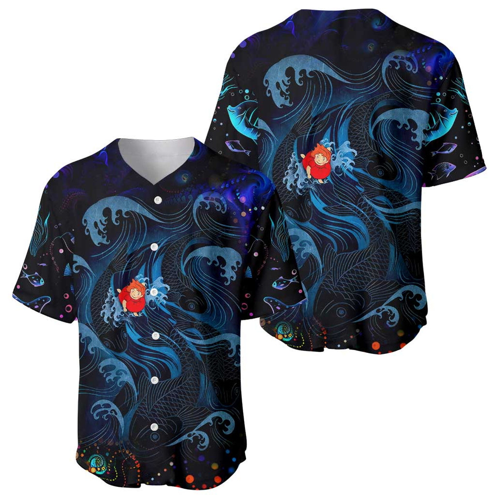 Ponyo Studio Ghibli Trippy Style Baseball Jersey Ponyo Studio Ghibli Trippy Style Baseball Jersey