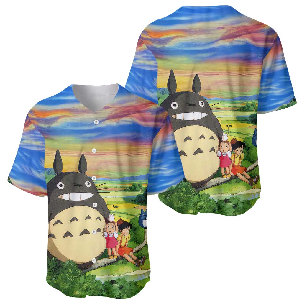 Totoro Studio Ghibli Trippy Oil Baseball Jersey Totoro Studio Ghibli Trippy Oil Baseball Jersey