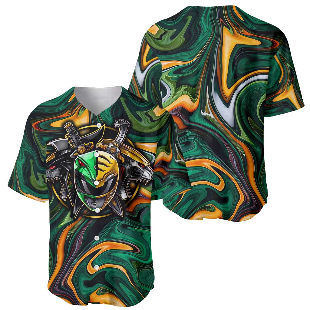 Trippy Green White Power Rangers Baseball Jersey Trippy Green White Power Rangers Baseball Jersey