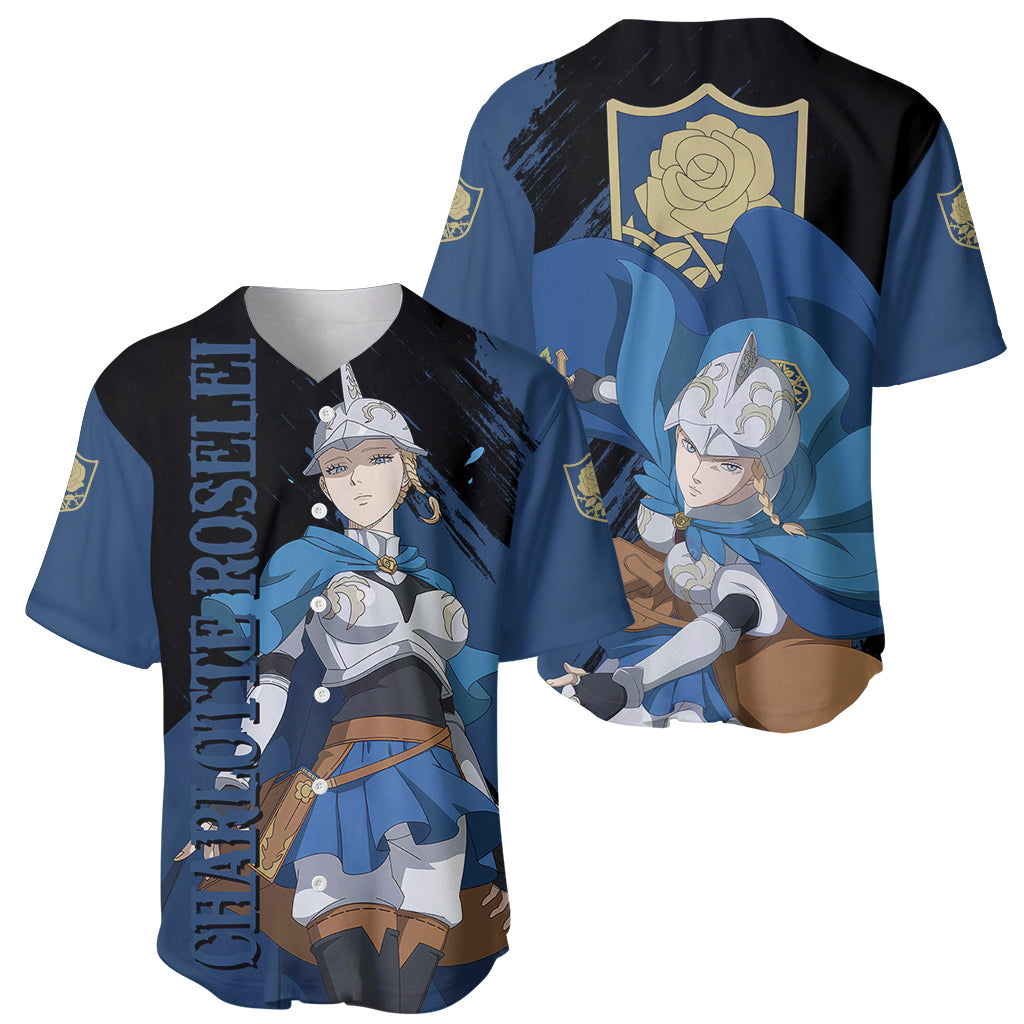 Blue Rose Charlotte Roselei Black Baseball Jersey Blue Rose Charlotte Roselei Black Baseball Jersey