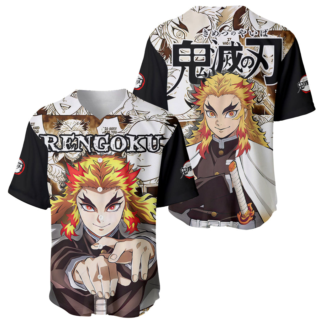 Kyojuro Rengoku Demon Slayer Baseball Jersey_1 Kyojuro Rengoku Demon Slayer Baseball Jersey_1