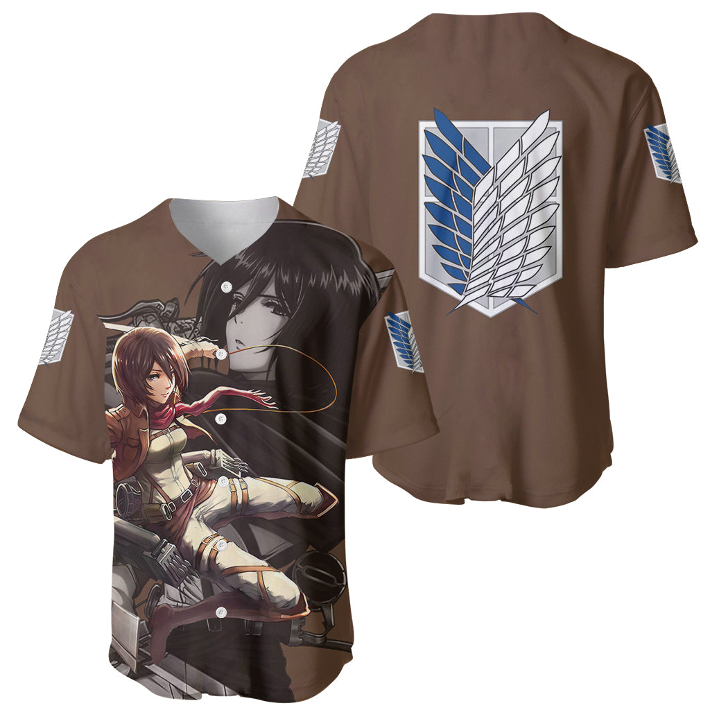 Mikasa Ackerman Attack On Tittan Baseball Jersey_1 Mikasa Ackerman Attack On Tittan Baseball Jersey_1