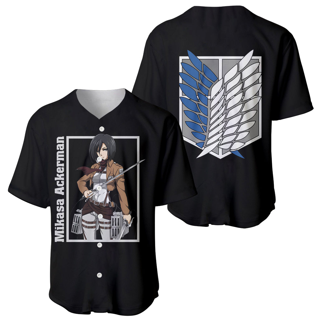 Mikasa Ackerman Attack On Tittan Baseball Jersey_2 Mikasa Ackerman Attack On Tittan Baseball Jersey_2