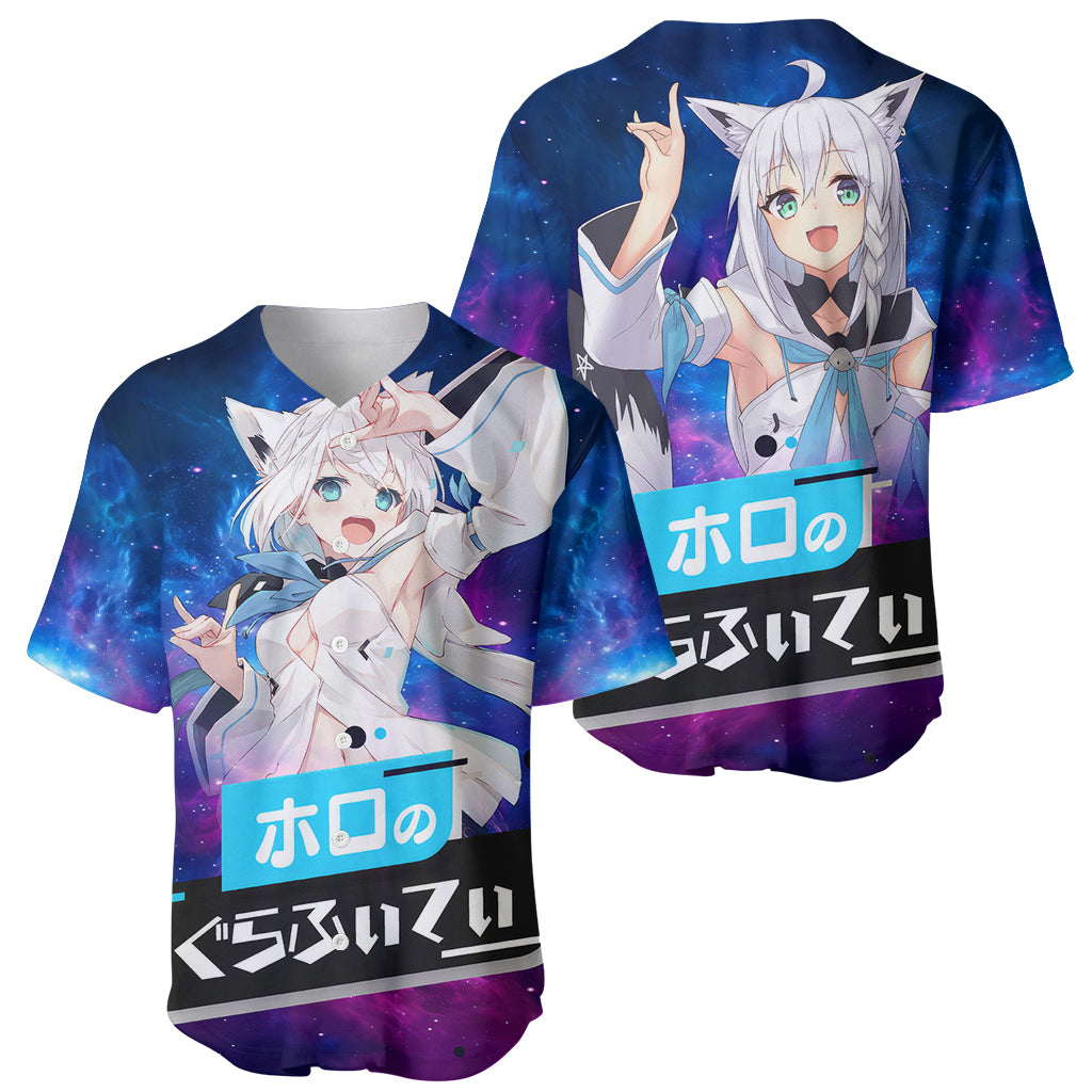 Shirakami Fubuki Holo Live Galaxy Baseball Jersey Shirakami Fubuki Holo Live Galaxy Baseball Jersey