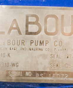 LaBour SS LV Centrifugal Pump ID Tag