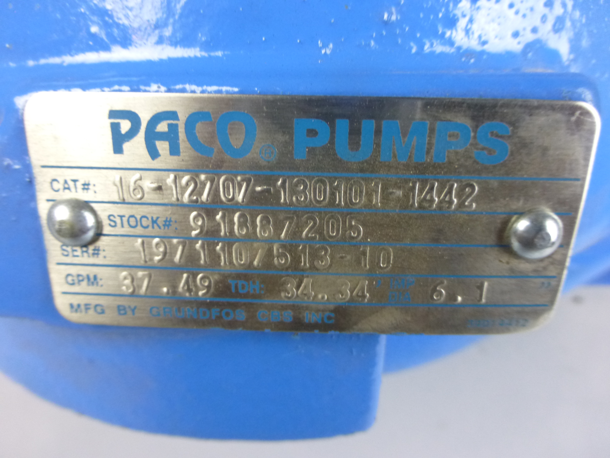 porcelæn styrte Foster Paco Grundfos Pump 16-12707-130101-1442 Casing, Housing, Volute, 37.49 GPM,  Imp. Dia. 6.1″ – GPM Surplus