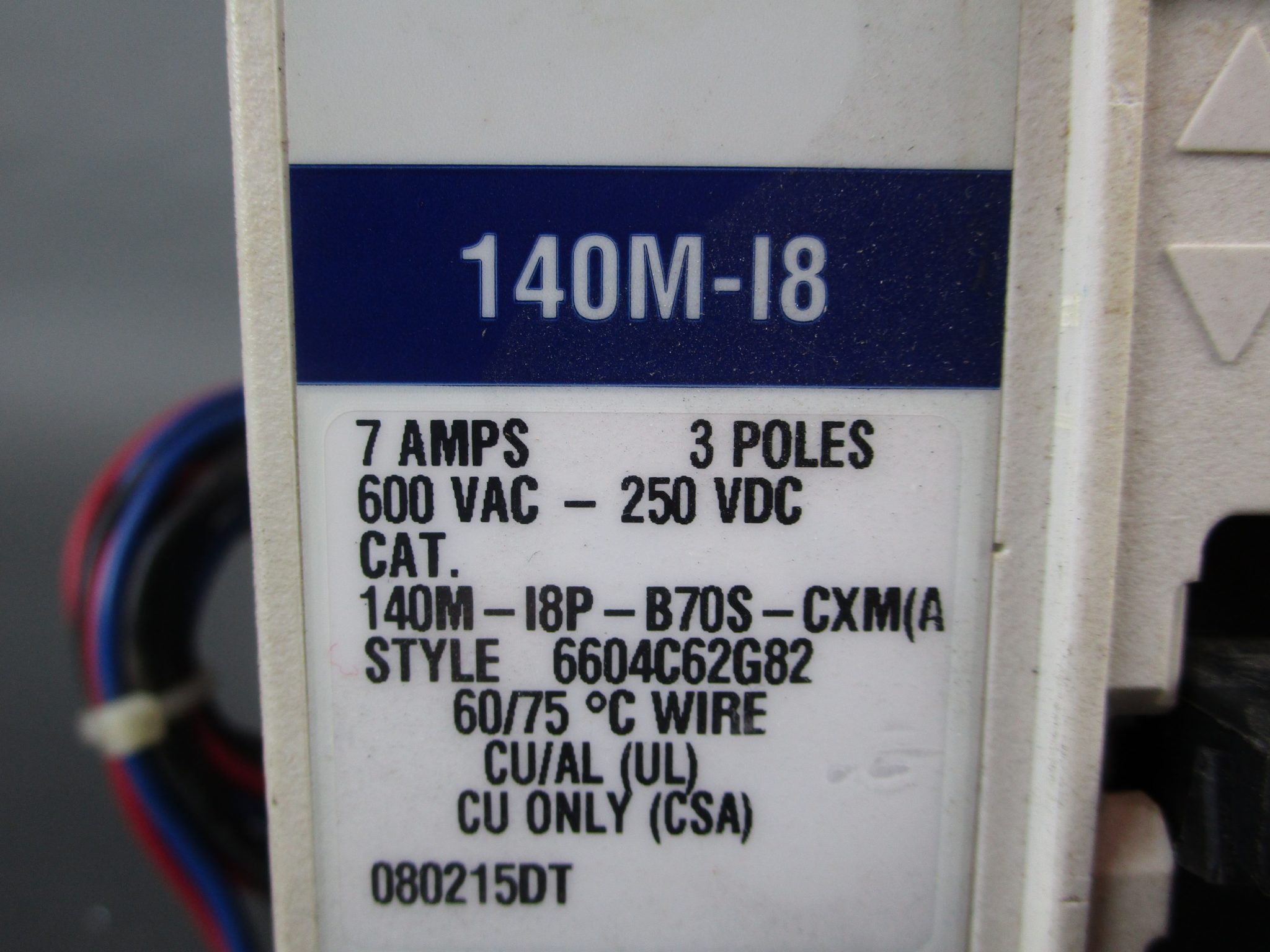 Allen Bradley 140m I8p 0s Cxm A 140m 18 Circuit Breaker 7a 3p 600vac 250vdc Gpm Surplus