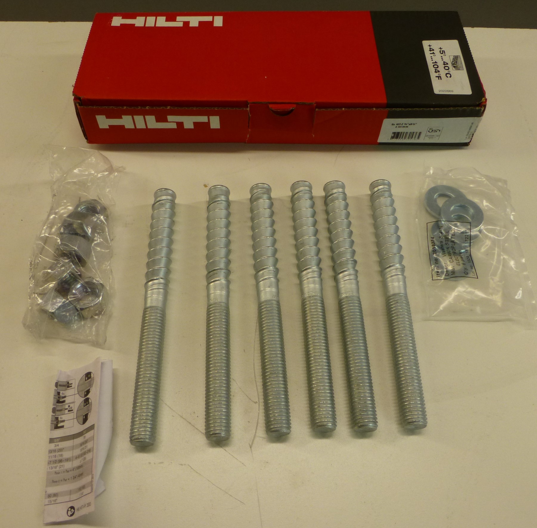  Box Of 6 Hilti 2018449 Anchor Rod HIT Z 3 4 X 8 1 2 Anchor Systems 