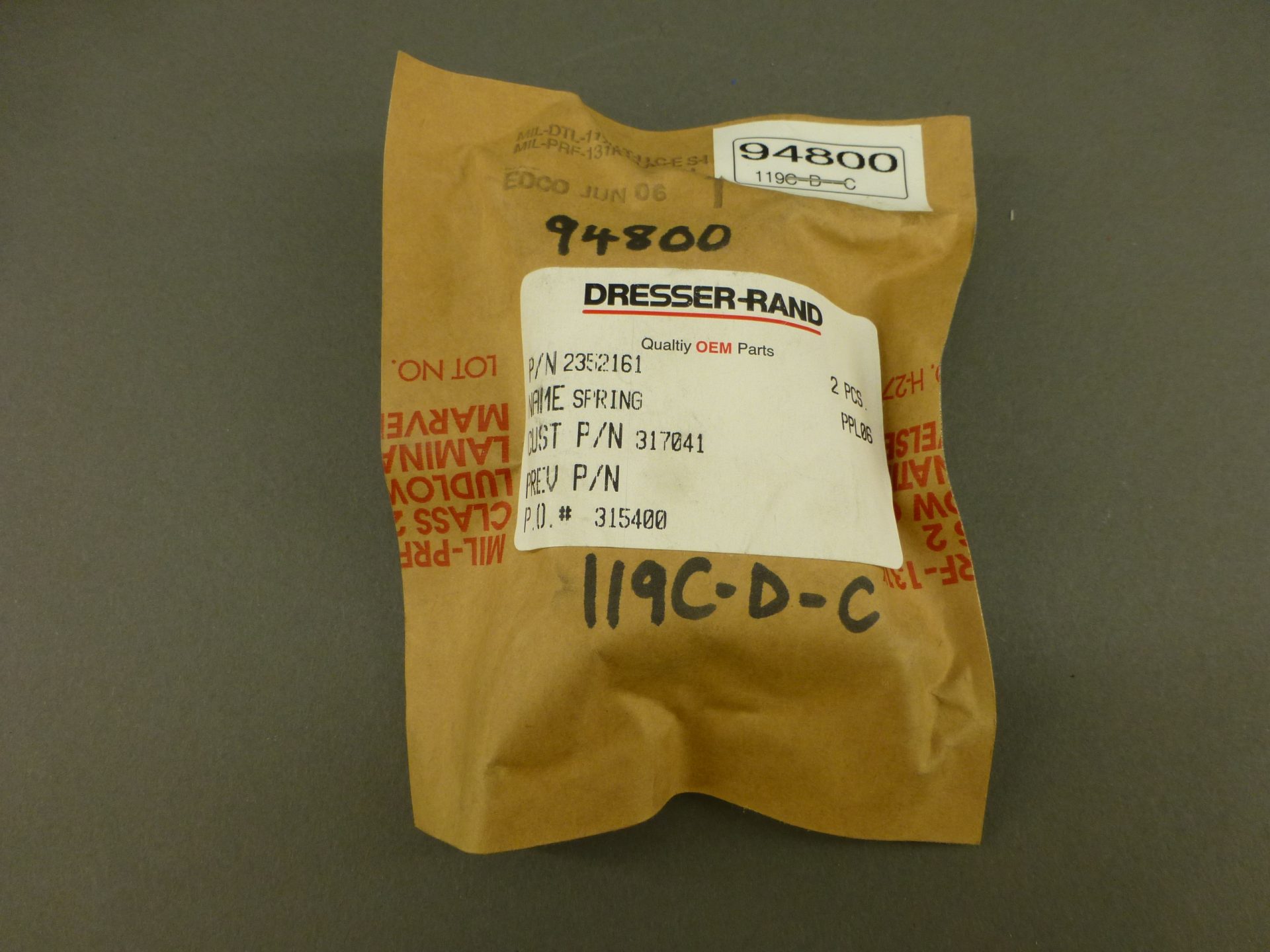 DresserRand 2352161 Springs, 2PK GPM Surplus