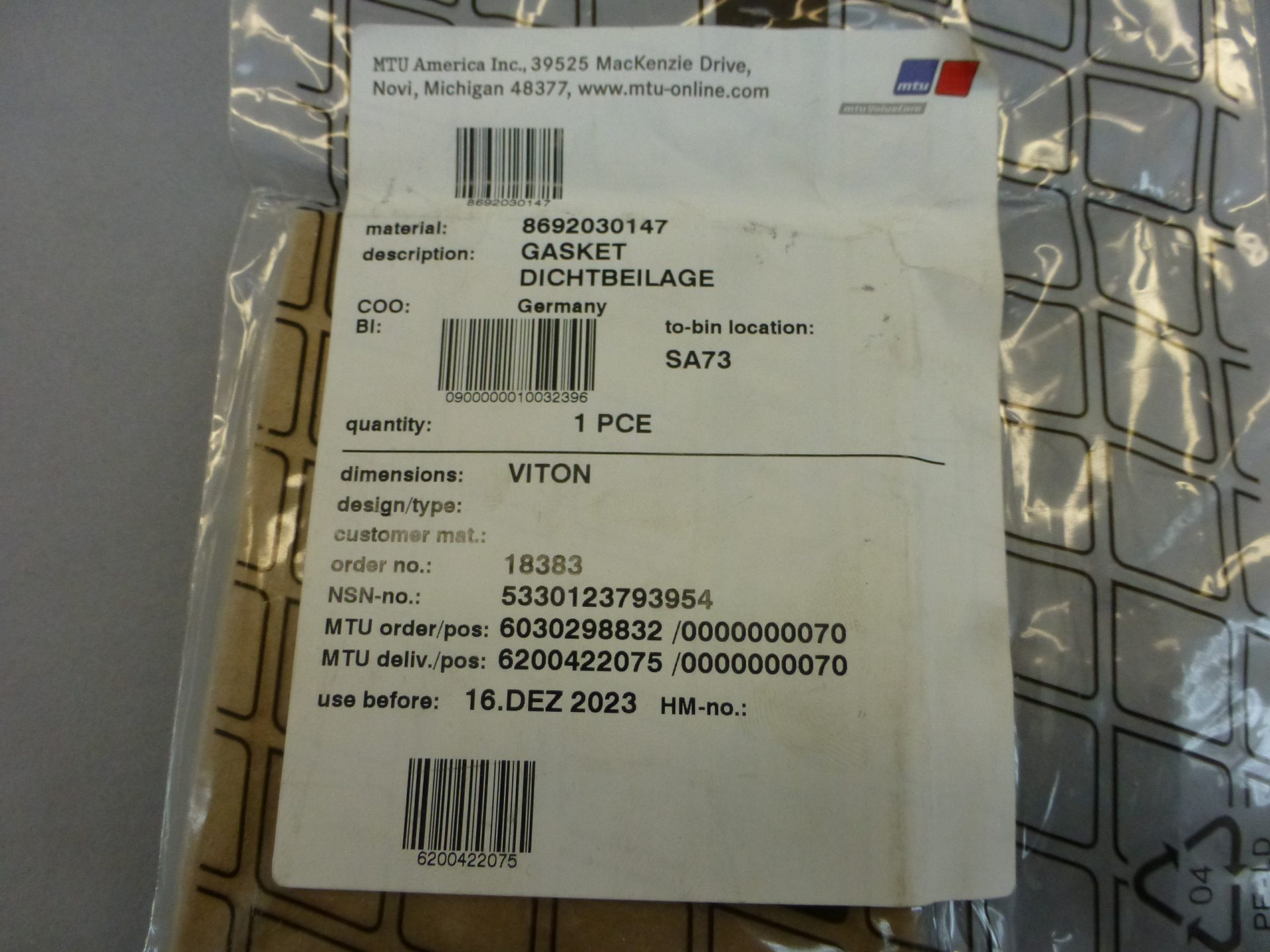 MTU 8692030147 Gasket – GPM Surplus